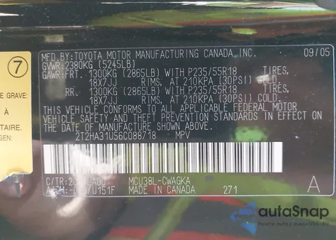 2006 Lexus Rx 330 из США, поврежденный, VIN 2T2HA31U56C088718